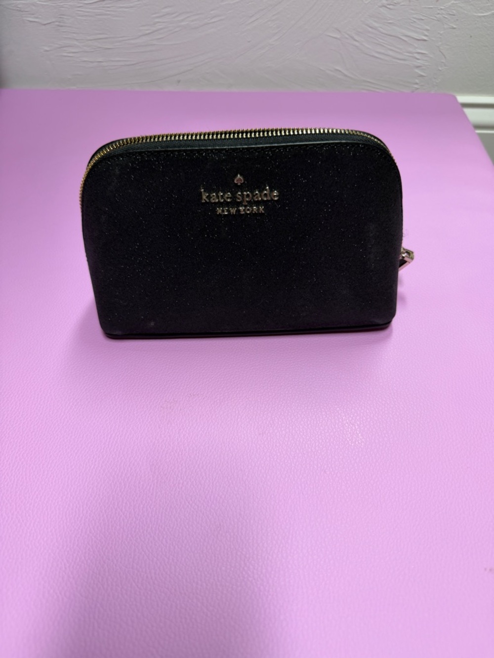 kate spade Black Cosmetic Pouch with Gold Logo